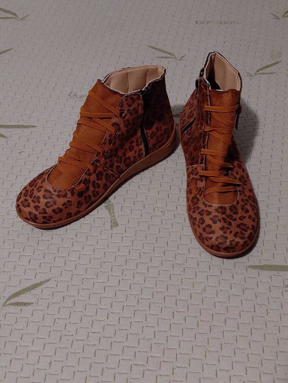 SHEIN Leopard Print Ankle Booties - Brown